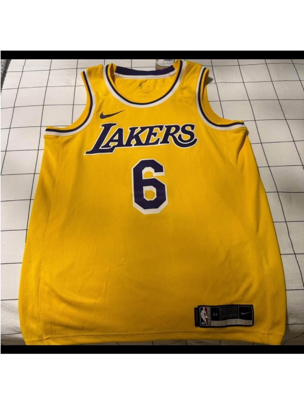Nike Los Angeles Lakers Yellow and Purple #6 Basketball Jersey